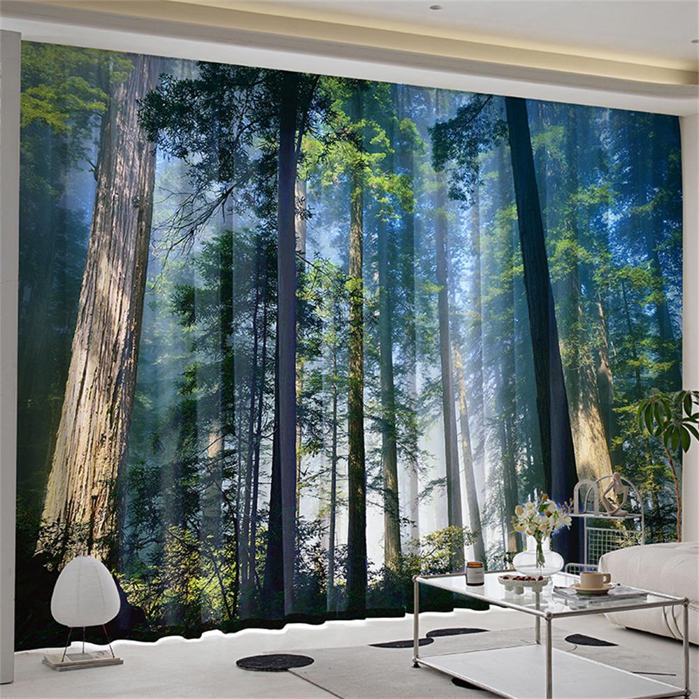 Природный пейзаж лесной пейзаж газон дерево оконные шторы жалюзи для гостиной спальни ванной комнаты кухни двери домашнего декора2 шт.