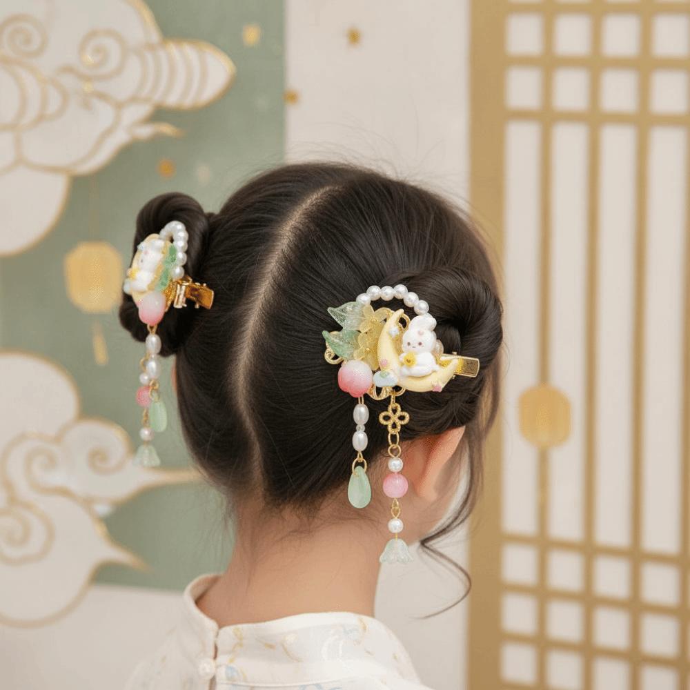 1 Pair Flowing Tassel Rabbit Tassel Hairpin Long Ribbon Ribbon Bows Hairpin Hanfu Dress Up