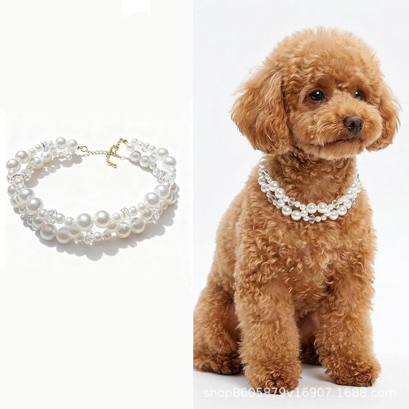 Trendy and adorable pet pearl collar, a luxurious and fashionable pet necklace, a decorative gift for cats and dogs