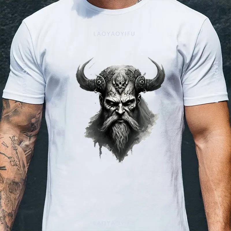 Til Valhalla 100% Хлопок Футболки с коротким рукавом и круглым вырезом Футболка American Beard Warrior Tactical Skull Унисекс Повседневная мужская футболка