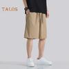 Men Shorts Adjustable Drawstring Waist Casual Trousers with Reinforced Pockets Solid Color Wide Leg Summer Sport Shorts