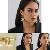 Gold Alloy Chic Geometric Earrings With Pearl Detail Elegance Everyday