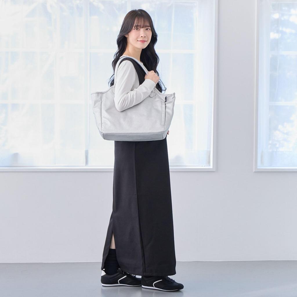 Tote A4 Shoulder Synthetic SC Habichel 3638 [Rootote] Women's Bag, Size, Horizontal, Bag, Leather, Seamley-A (04 Khaki)