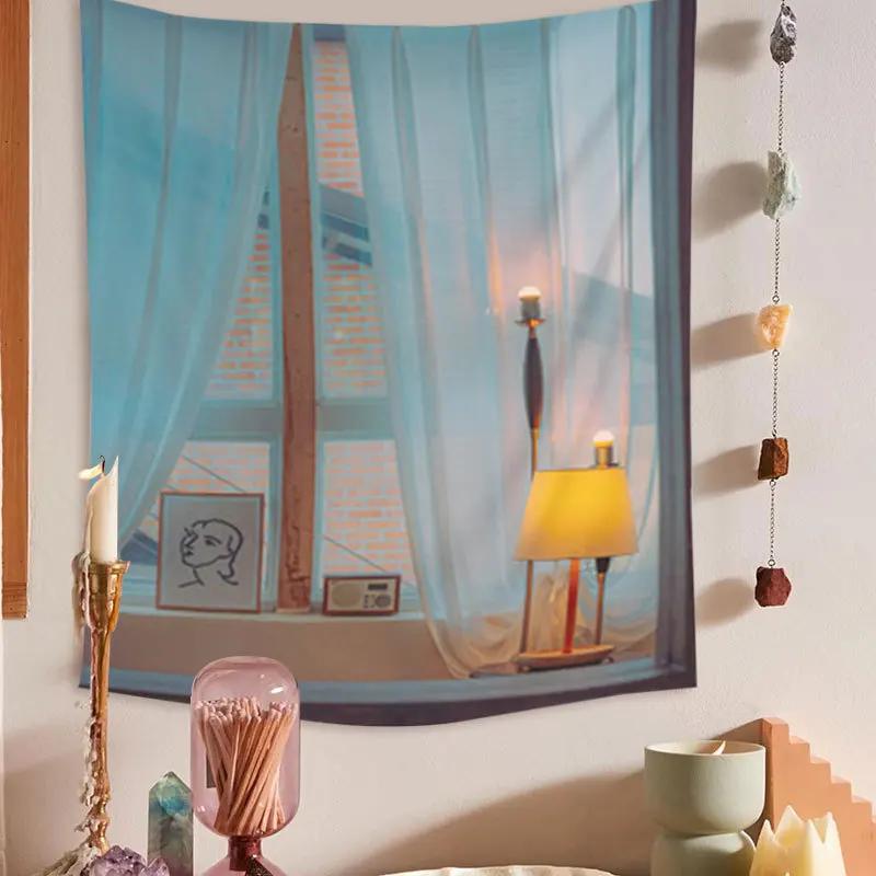 Гобелен для гостиной, фоновая роспись, пляжный коврик, украшение для дома, простой и свежий персонаж, настенный