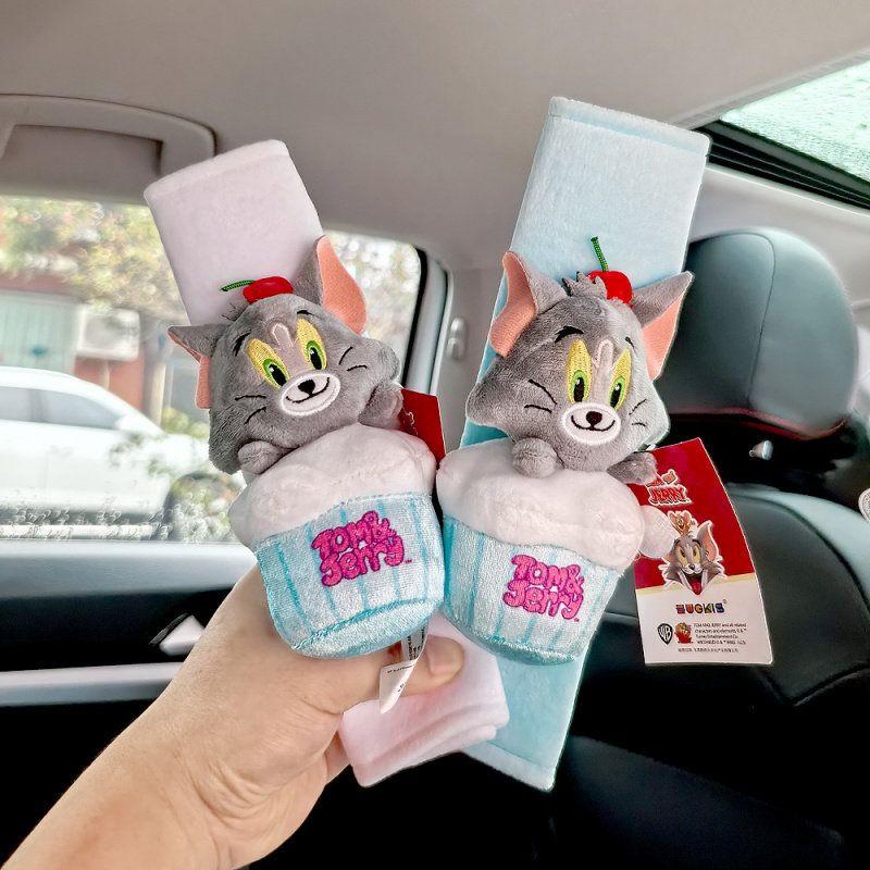 New Car Seatbelt Shoulder Pads Tom and Jerry Cat Car Decorations Car Seatbelt Protective Covers