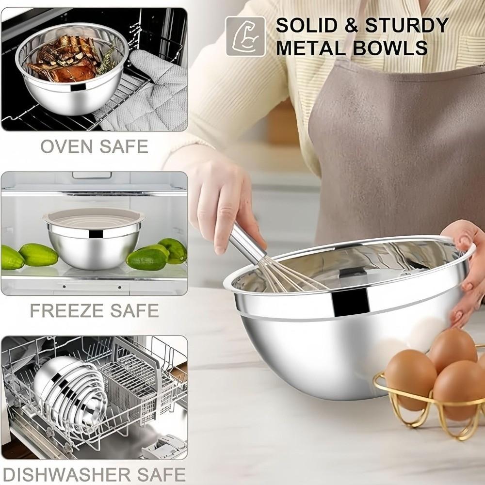 Stainless Steel Mixing Bowl Cold Vegetable Bowl Food Mixing Container Baking Fruit Salad Bowls