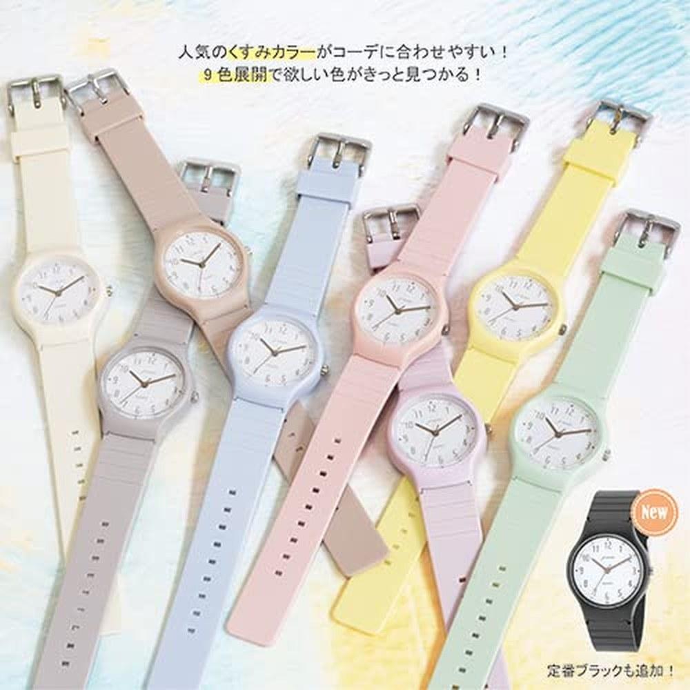 J-AXIS Nuance Color Watch TCL74-GY Unisex Gray Pastel Earth Tones Lightweight Easy to Read