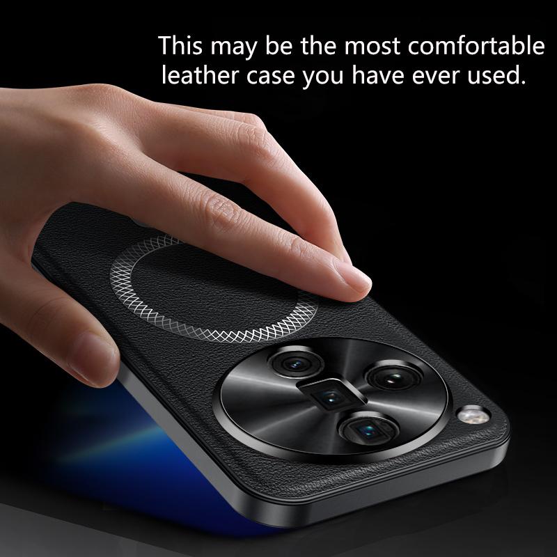 For Oppo Find X7 Ultra Case Magnetic Elegant Leather Wear-Resistant Lens Fully Covered Non-Slip Grip Edge Cover Shell