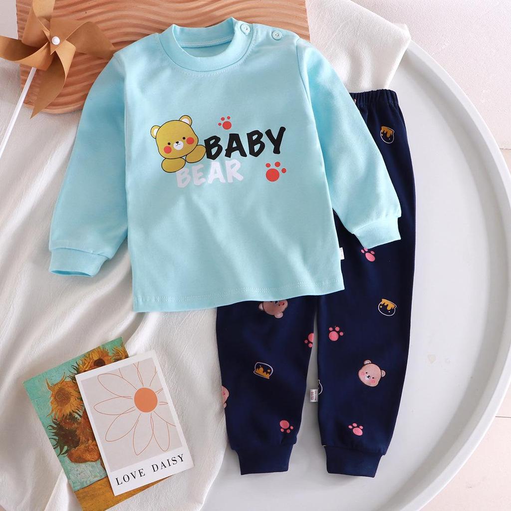 Комплект осенних брюк и нижнего белья для маленьких мальчиков из чистого хлопка