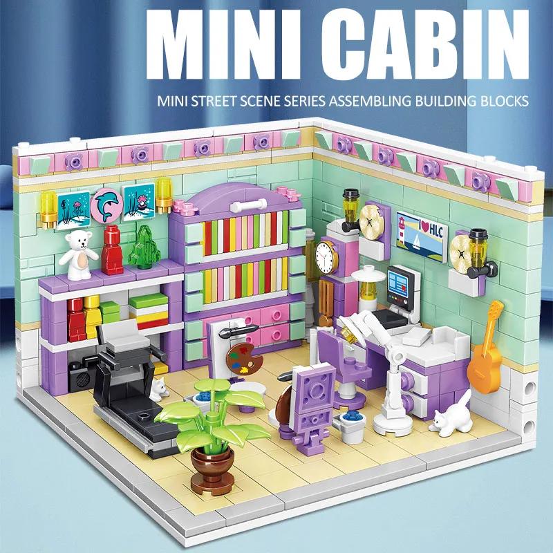 Non-Toxic Mini City Street View Cabin Building Blocks Dream House Decoration Cottage Bricks Friends Toys For Children Decoration Gifts