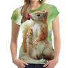 Летний топ с круглым вырезом и принтом в виде белки, модные повседневные милые женские футболки с короткими рукавами