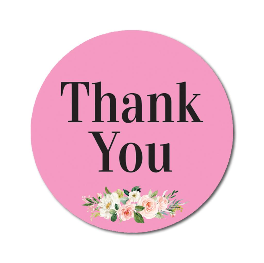 Darling Souvenir Round 45 Pcs Rose & Peony Floral Thank You Stickers Black Envelope Seal-1.6