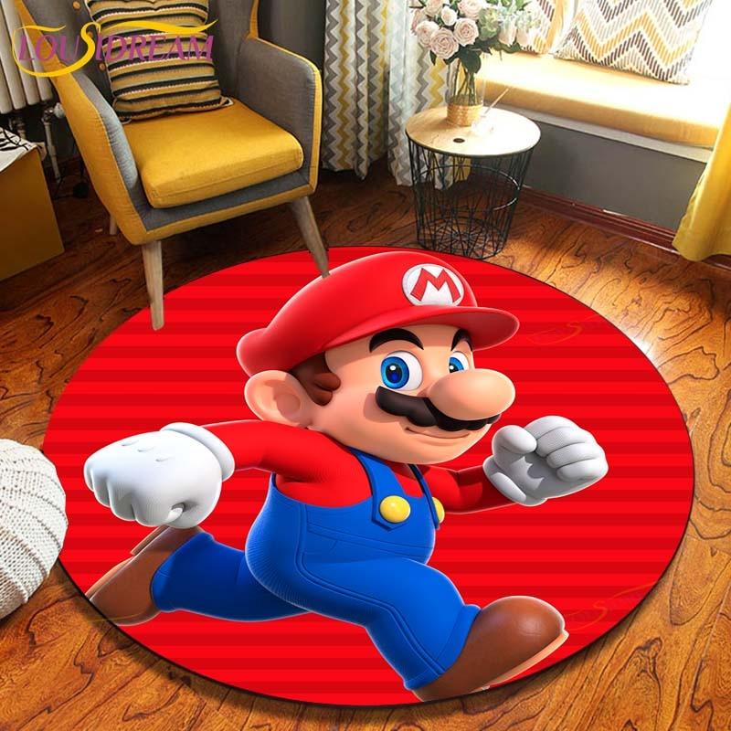 Круглые коврики с героями мультфильмов «Братья Марио», коврик для гостиной, декор комнаты, домашние коврики, игровой коврик, детский милый ковер, ковры в стиле аниме