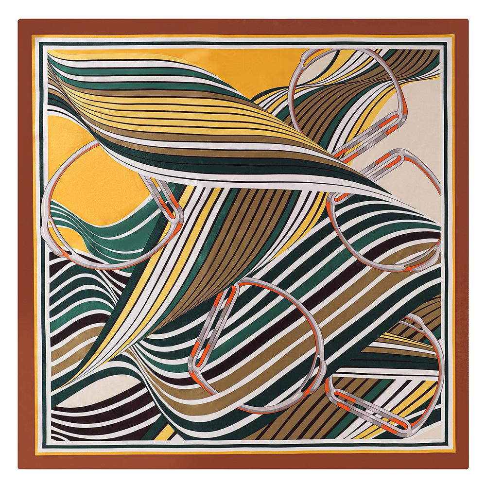 90*90cm Luxury Brand Women Silk Scarfs Stripe Design Square Scarves Spring Summer Shawls For Ladies