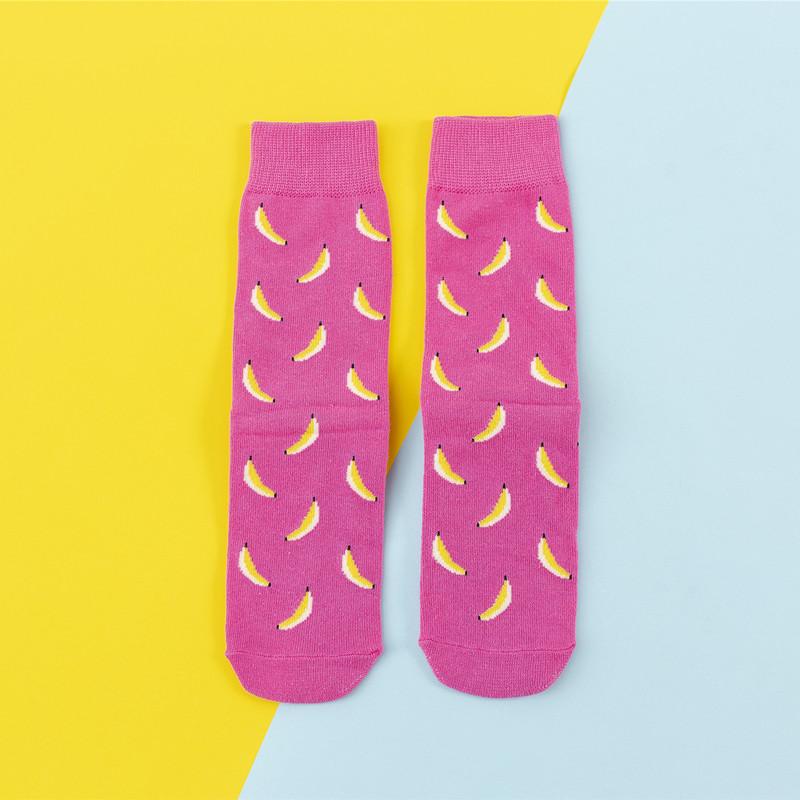Women Creative Fruit & Hamburger Print Mid-Calf Socks Korean Style Casual Cotton Socks