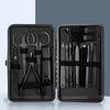 18pcs/set Black Nail Clipper Set Stainless Steel Manicure Nail Scissors Pedicure Kit Nippers Trimmer Care Tool With Travel Case Kit