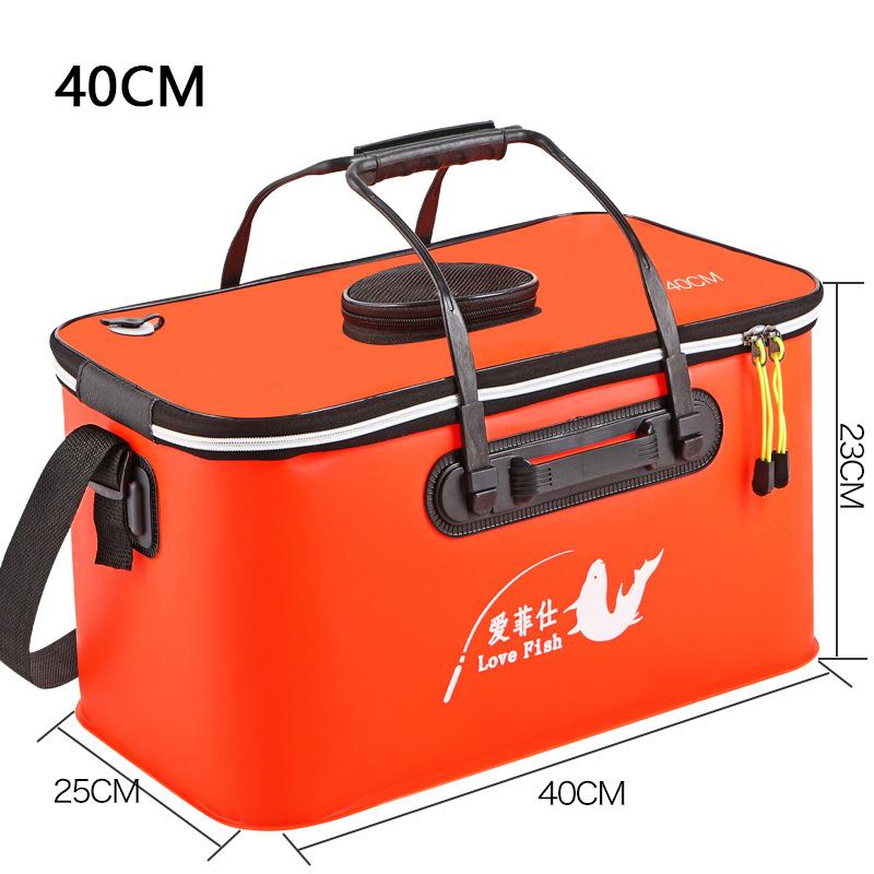 Foldable Wear-resistant Waterproof EVA Fishing Barrel Fishing Box Tools Box Optional Rechargeable Oxygen Pump 30cm/35cm/40cm/45cm/50cm Size Choices