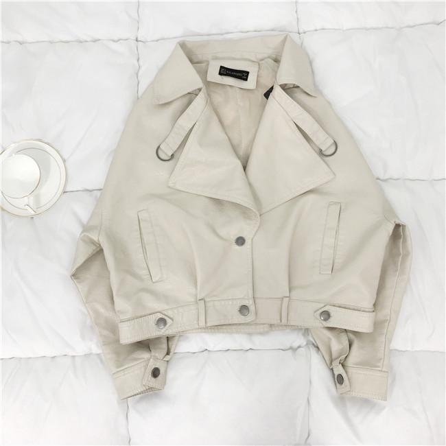 Свободная искусственная кожа с рукавами «летучая мышь», винтажная кожаная куртка, уличная повседневная верхняя одежда, женское байкерское кожаное пальто, разноцветное