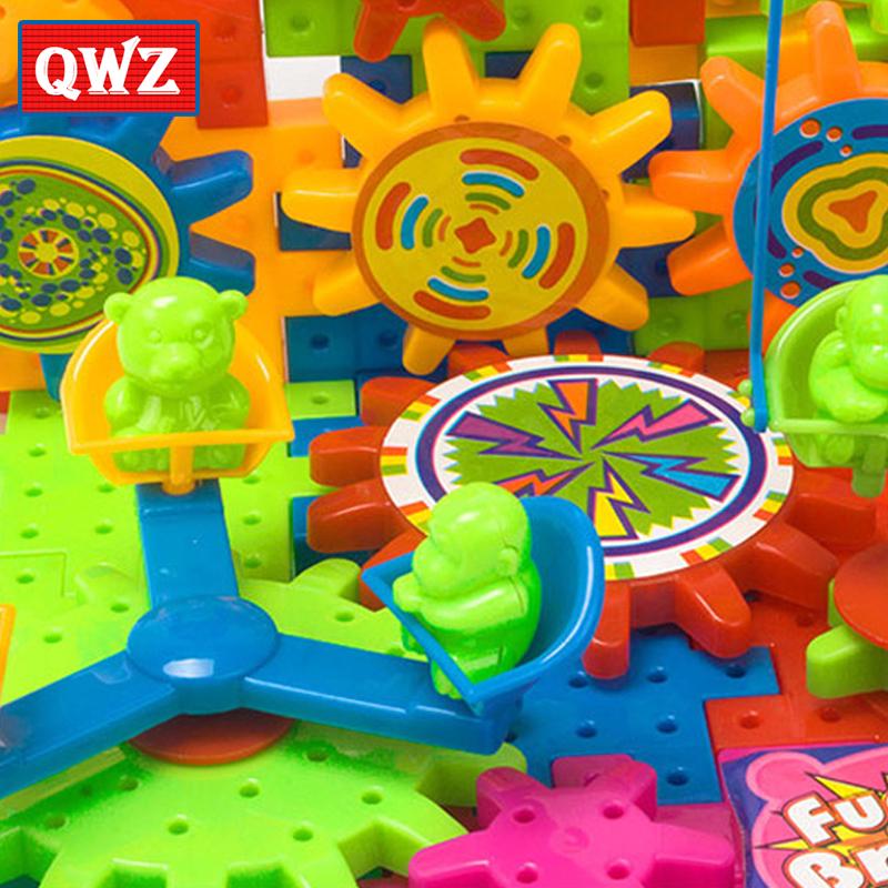 QWZ 81 шт. электрические шестерни 3D модели строительные наборы пластиковые кирпичные блоки развивающие игрушки для детей подарки для детей