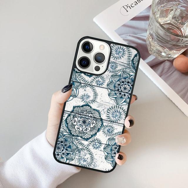 Деревянный чехол для телефона с цветочной мандалой Для Для iPhone 17 Air 16 15 11 12 13 14 Pro Ma Plus coque
