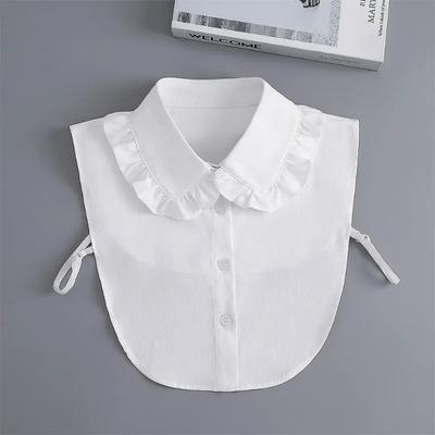 Solid Color White Half Shirt Fake Collar for Womens Blouse Sweater Detachable Shirt Collar False Lapel Top Collars Decor