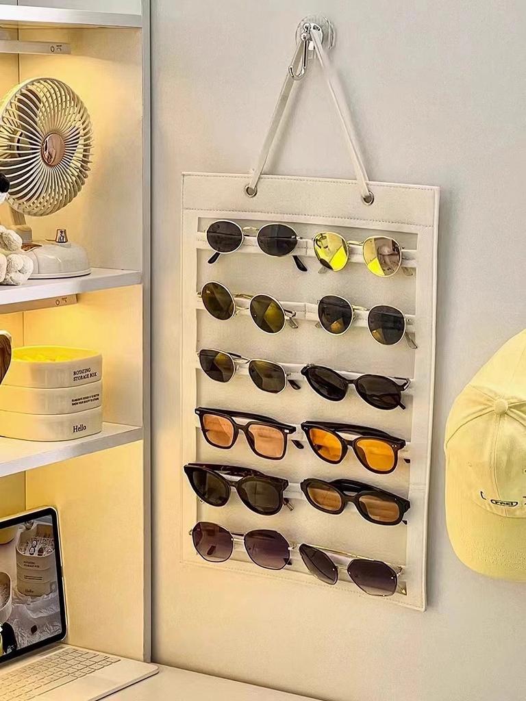1pc Sunglasses Storage Organizer,Holds 12 Pairs of Eyeglasses,  Hanging Glasses Display Rack,Versatile Wall-Mounted Glasses Hold