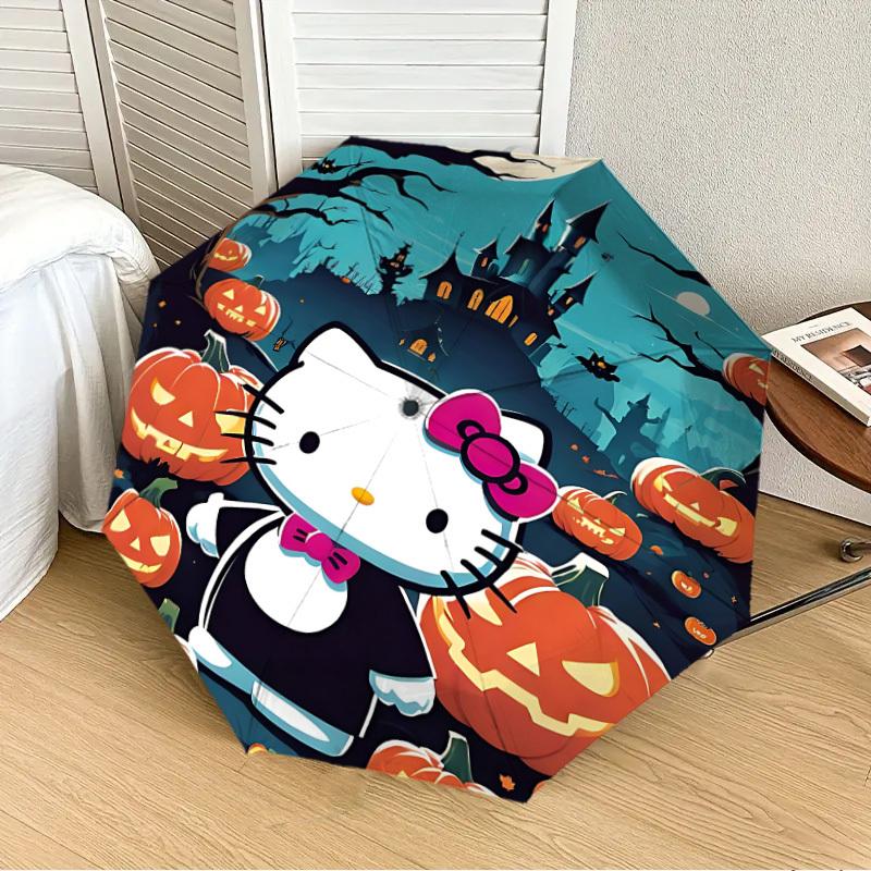 1PC Halloween Hello Kitty Automatic Folding Umbrella | Vibrant Motif & Compact Design for Everyoneyy250930056