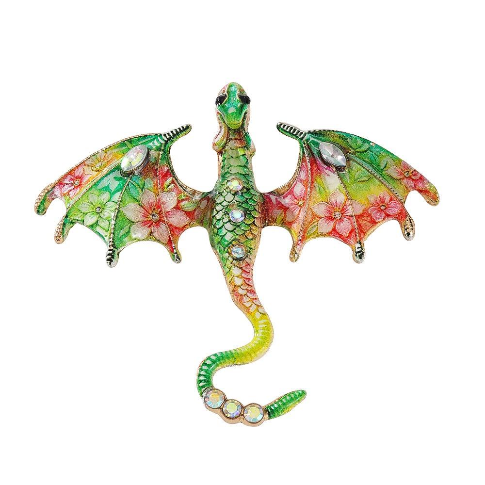 Zinc Zinc Zinc Alloy Crystal Wing Dragon Pin Colorful Rhinestone Animal Dragon Brooch  Daily Wear