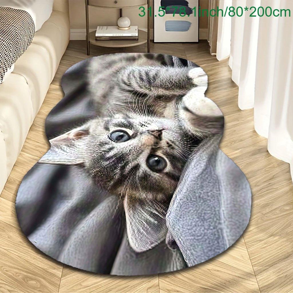1 шт. Роскошный Милый Ковер с Кошкой, Прочный Нескользящий Моющийся Внутренний Ковер для Всех Сезонов, Декор на Хэллоуин, День Благодарения, Рождество