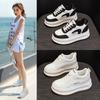 Inner Height Increase Little White Shoes Women's 2025 Autumn New 8CM Muffin Thick-soled Small Casual Board Shoes Leather Single Shoes