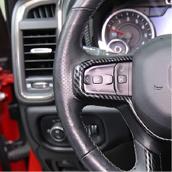 Interior Steering Wheel Frame Cover Trim For Dodge Ram 1500 2018+ Carbon Fiber