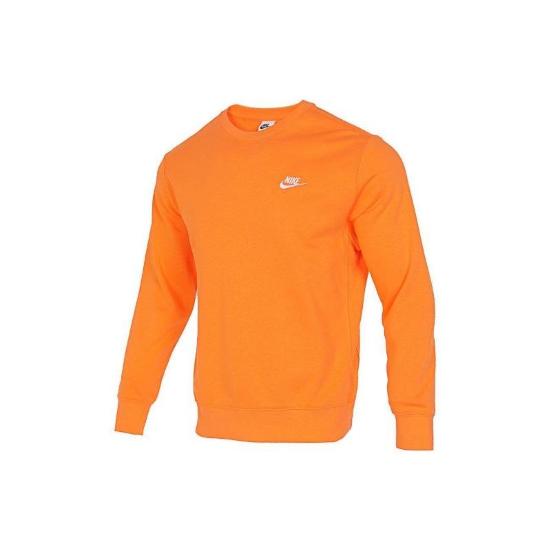 Nike NSW Club Crew FT с вышитым логотипом, вязаный пуловер в рубчик, мужская толстовка, оранжевый BV2667-885