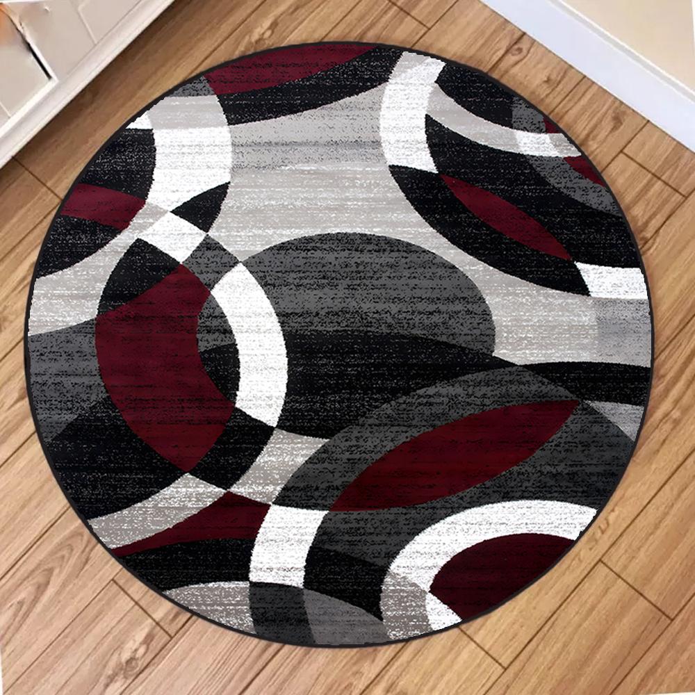 Современный блочный узор круглый ковер круглые коврики для декора гостиной спальни нескользящий коврик ковер для зоны дивана кресла домашнее украшение