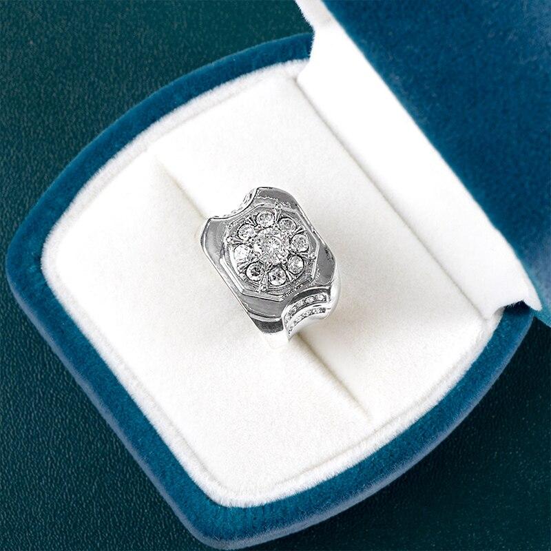 BELLA BOX Роскошные серебряные круглые кольца с цирконом для мужчин, классическое кольцо для свадебной церемонии, ослепительные мужские аксессуары, ювелирные изделия Patry