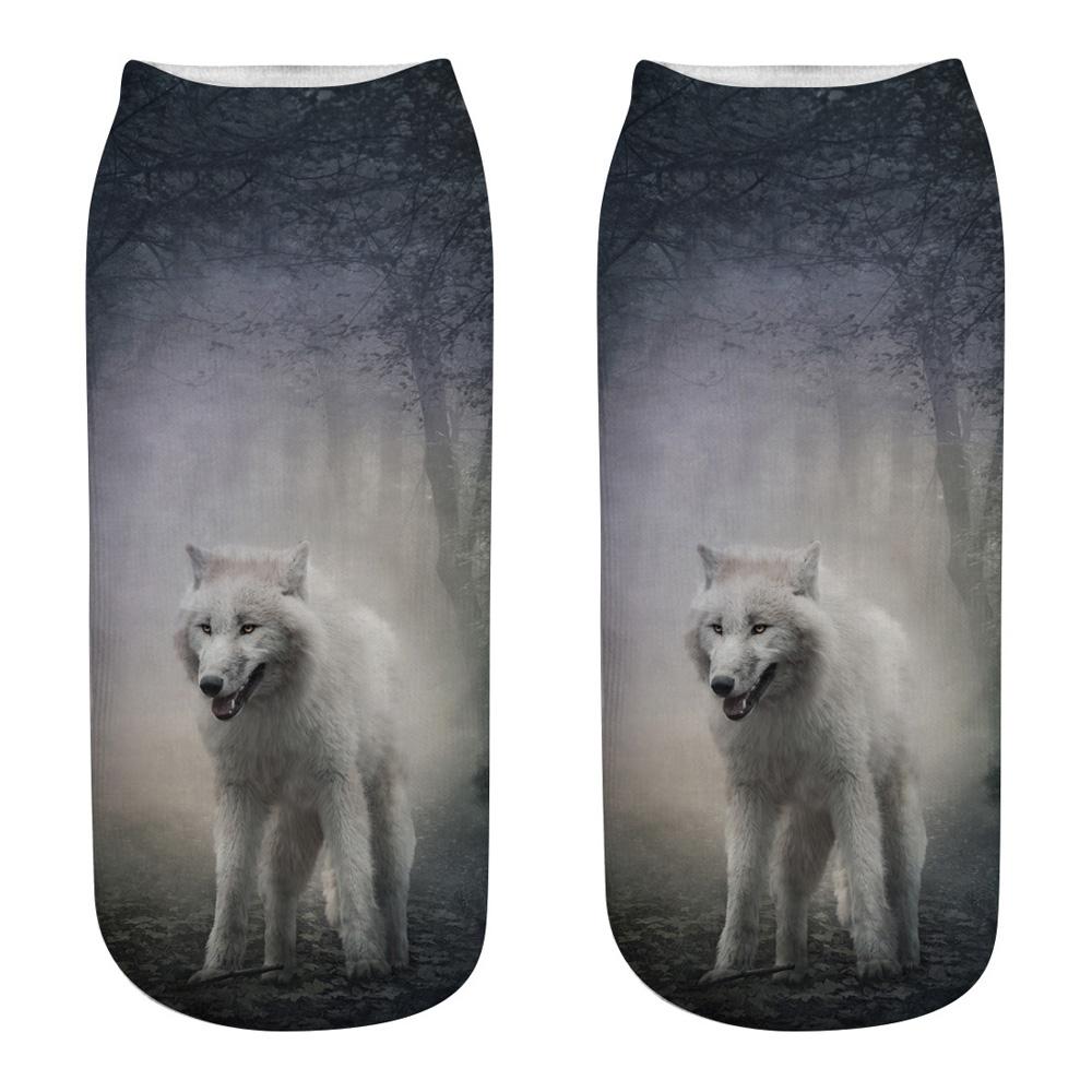Серия Дикий Волк Унисекс Носки Женские Смешные Мультяшные Животные Милые 3D Принт Носки-следки Мода Панк Готика Клубные Носки