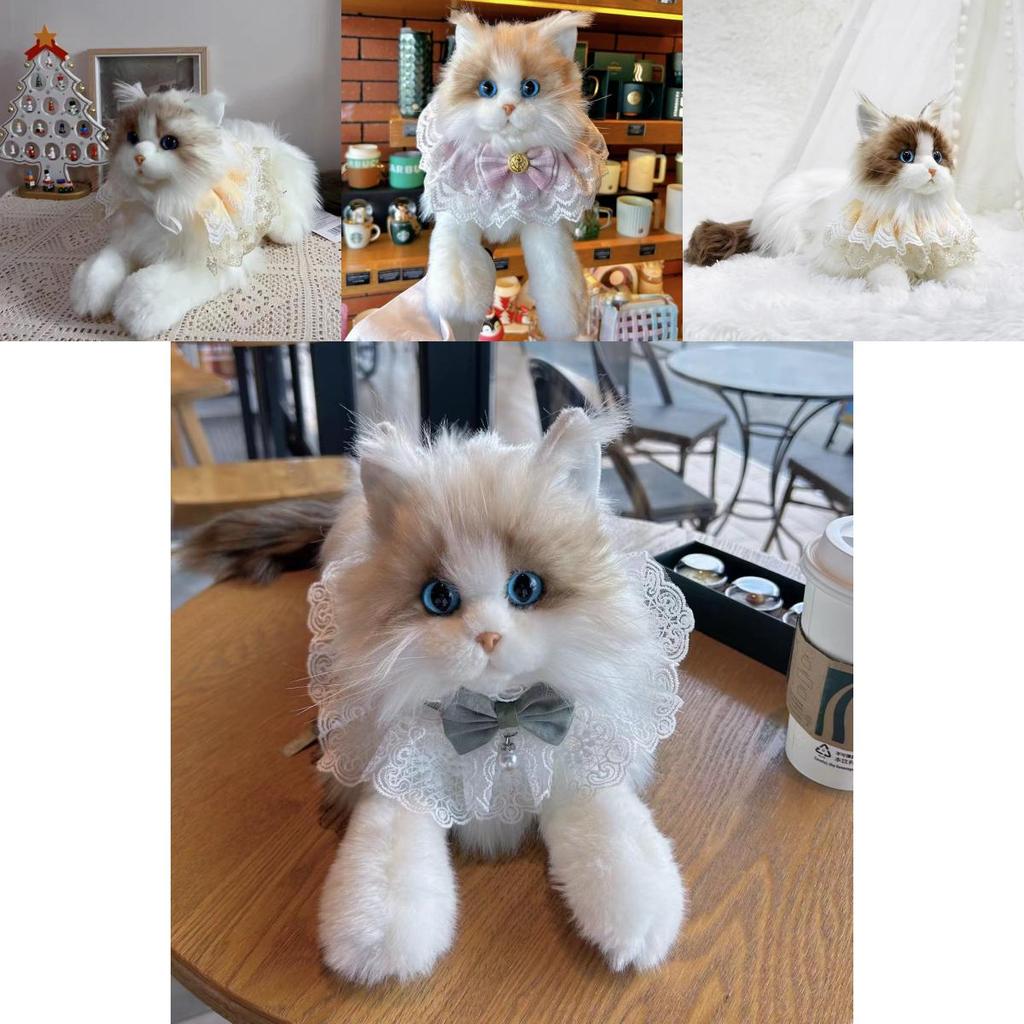 Cute Realistic Cat Plush Toy Fluffy Kitten Soft Stuffed Animal For Children