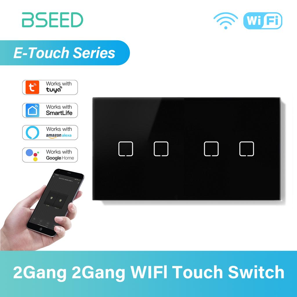 BSEED 1/2/3/4-клавишный WIFI сенсорный выключатель Стеклянный умный выключатель настенный Сенсорный экран Управление подсветкой Aleax Приложение Smart Life Серия E