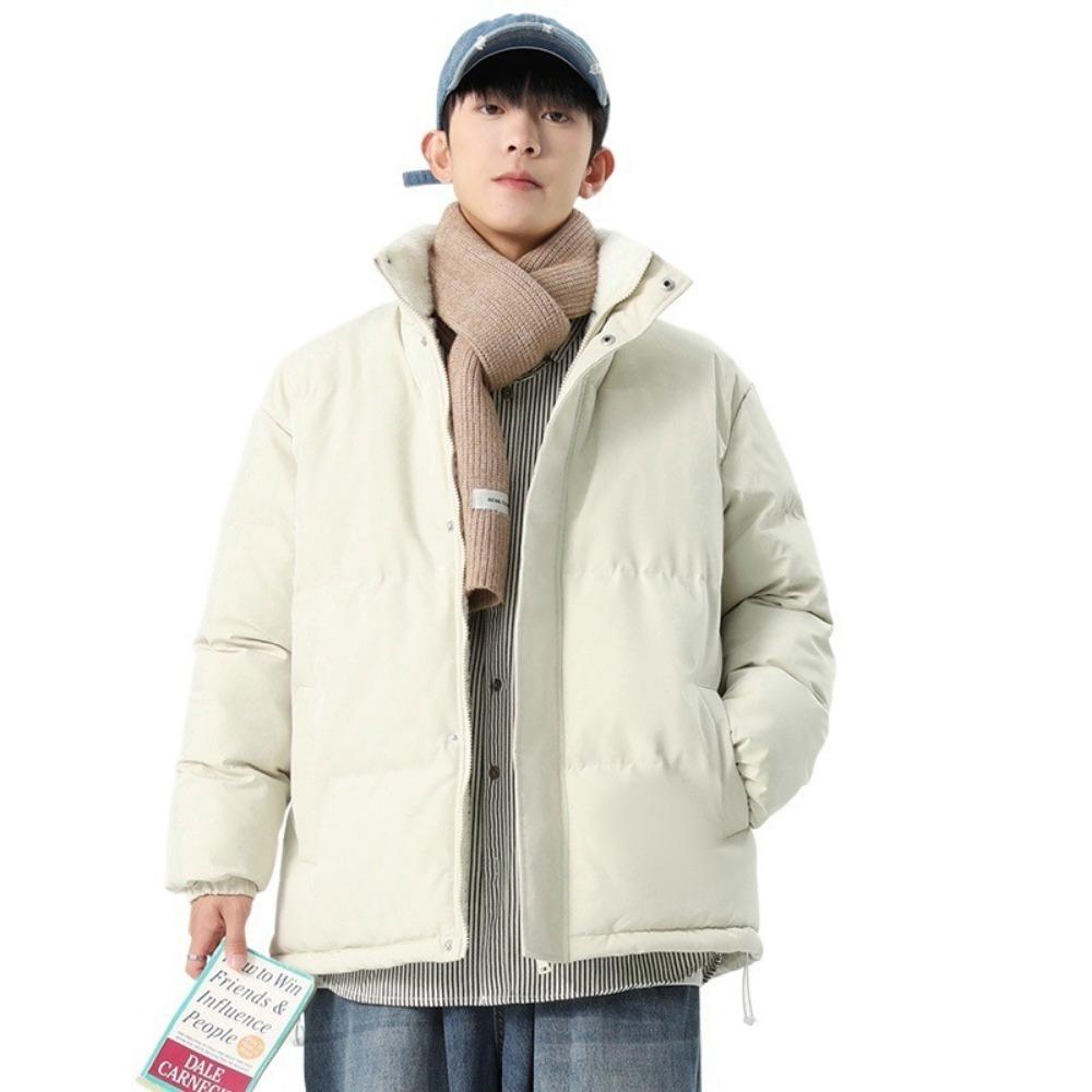 Однотонная утолщенная теплая овчинная куртка с воротником-стойкой, теплая, повседневная, свободного кроя, на хлопковой подкладке, для мужчин и женщин