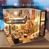 moin moin Dollhouse Miniature Handmade Kit Set Modern Modern Model Room Style Interior Stylish Light Acrylic Case Two-story building/LED +
