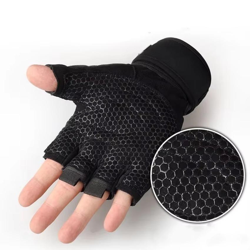 Дышащие фитнес-перчатки с полупальцами и удлиненной поддержкой запястья, подходящие для велоспорта, тренировок с гантелями, тренировок на оборудовании