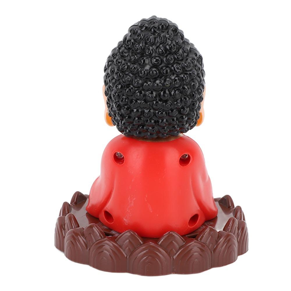 4.33x3.35in Solar Nodding Buddha Desktop Ornament Car Interior Dashboard Display