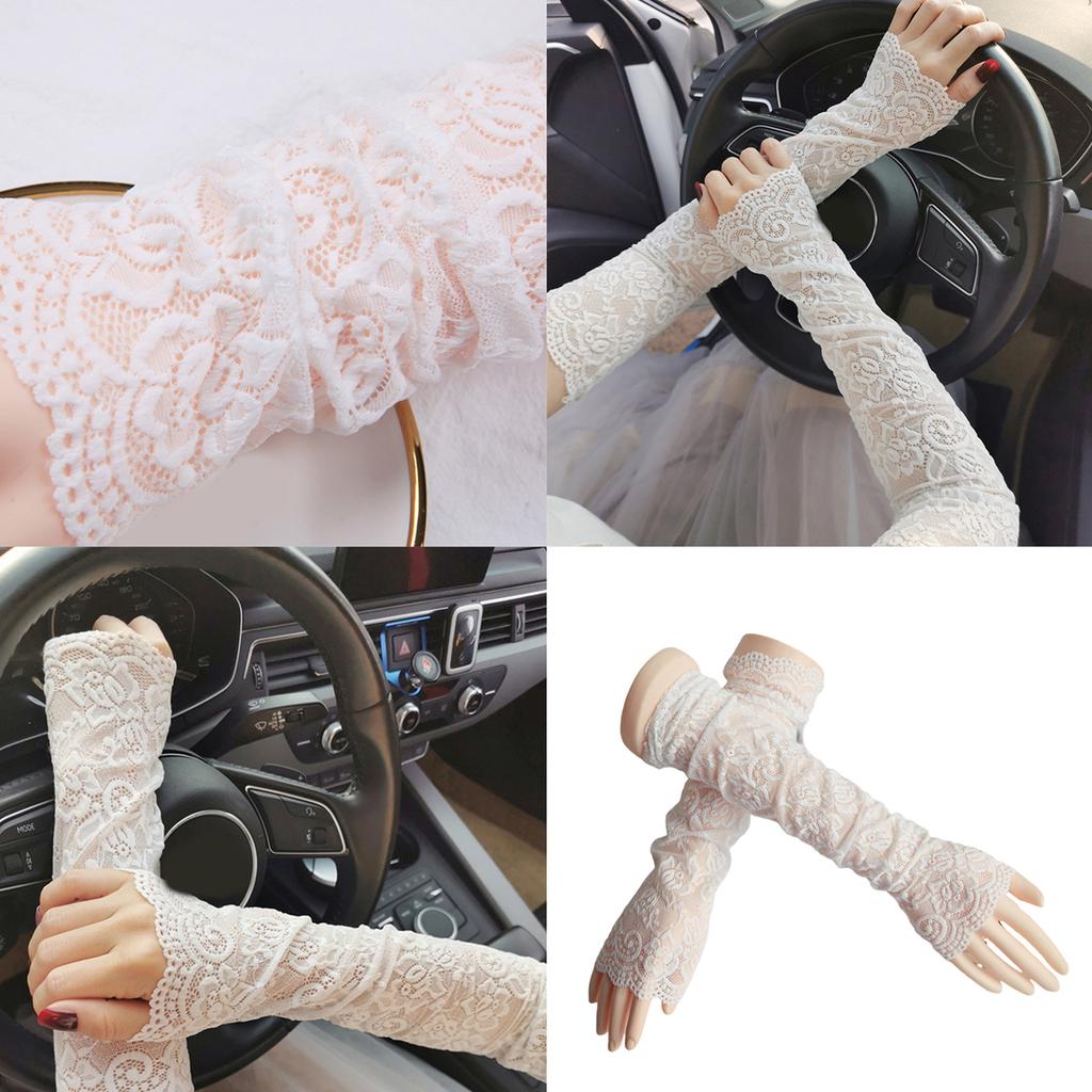 Lace Flower Arm Covers Sun Protective Arm Sleeves Women Fashion Arm Protectors for Driving Cycling and Outdoor Activity