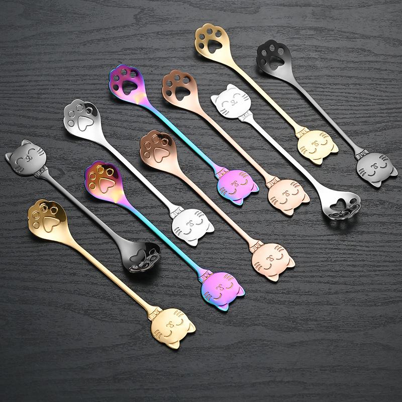 Кофейная ложка из нержавеющей стали, креативная ложка в виде кошачьей лапки, десертная чайная ложка для мороженого, торта, столовая посуда, кухонные аксессуары