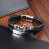 Men's Multi-layer Leather Bracelet Hip Hop Punk Boat Anchor Titanium Steel Bracelet Street Hipster Jewelry Accessories