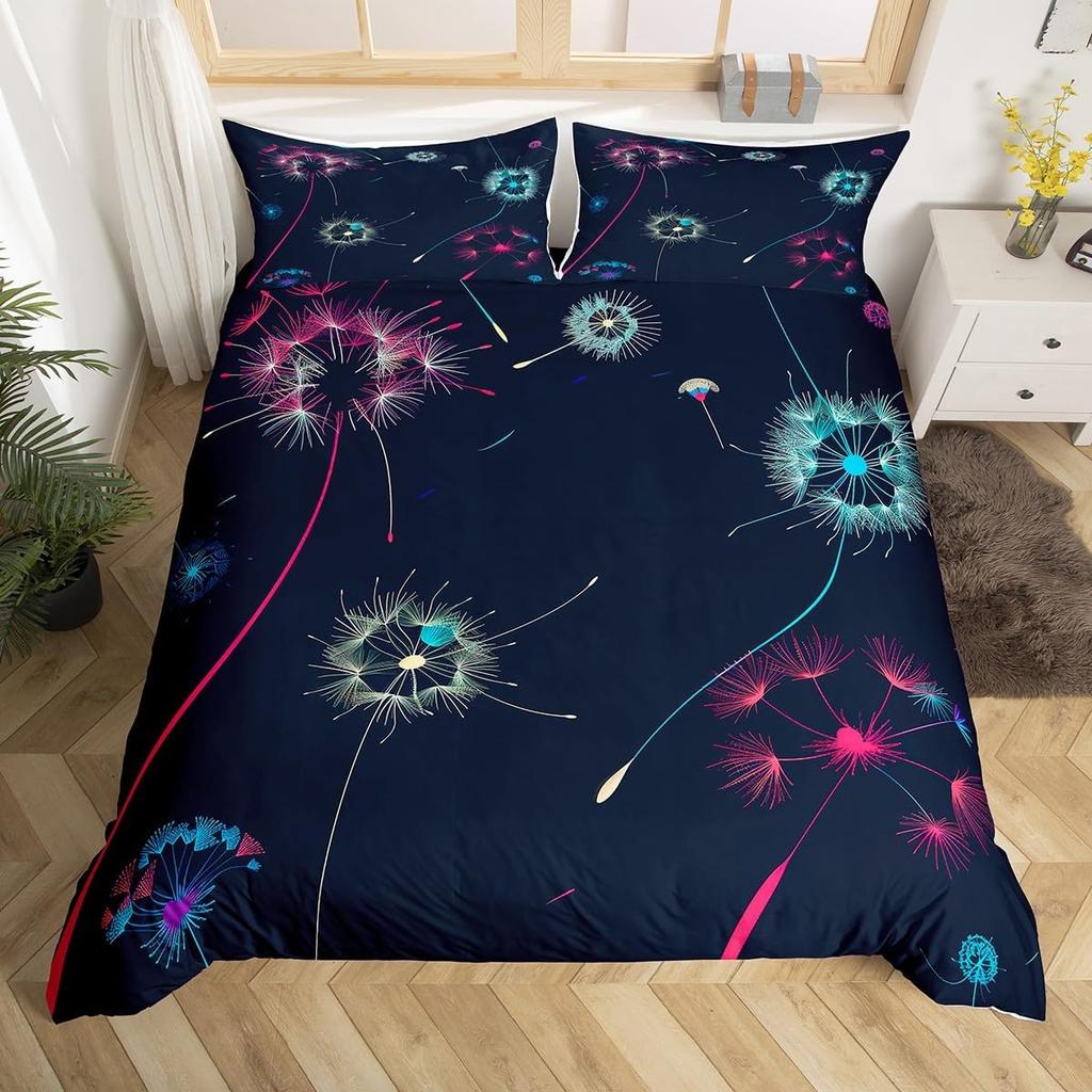 Dandelion Duvet Cover Full Queen Botanical Floral Bedding Set Nature Theme Butterfly Dandelions Comforter Cover For Boys Girls