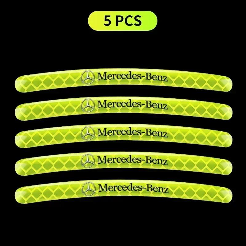 Car Wheel Fluorescent Sticker Hub Sticker Reflective Warning for Mercedes Benz B/C/E/S Class A Class C200L GLC GLK New CLA GLA MNOPQ1