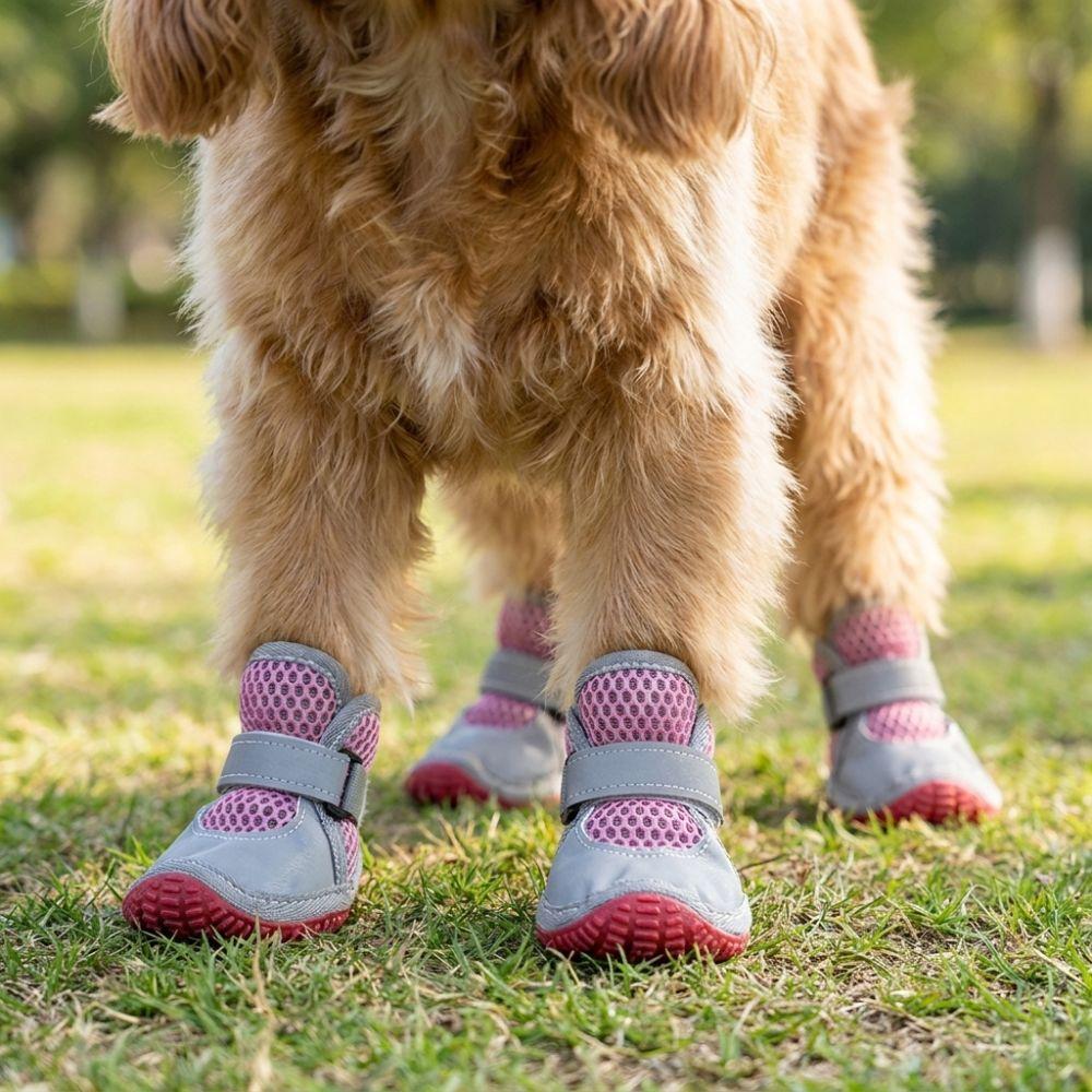 4Pcs Breathable Pet Net Boots Non-Slip Puppy Foot Covers Dog Paw Protectors Hot Pavement