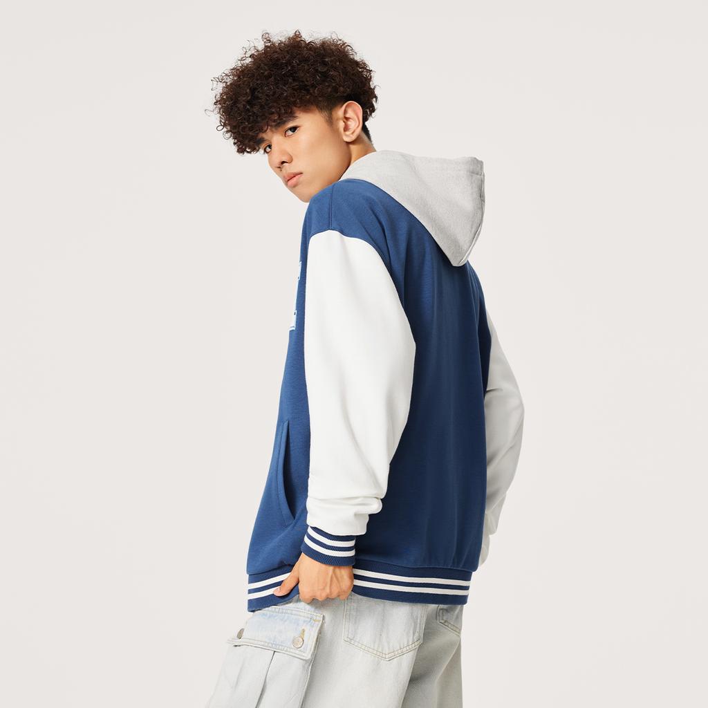 Li Ning Color Block Logo Print Вязаная куртка Мужские куртки Deep-Navy AFDU553-2