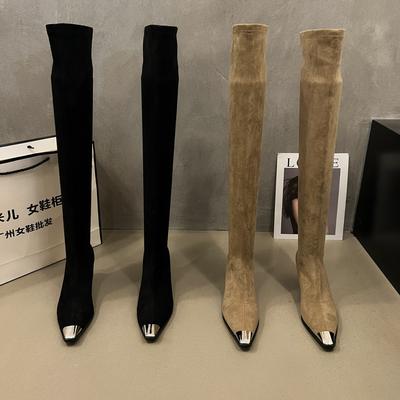 2025 осень и зима новые французские высокие каблуки на платформе длинные рыцарские женские сапоги ретро тонкие сапоги демонстрируют тонкий темперамент