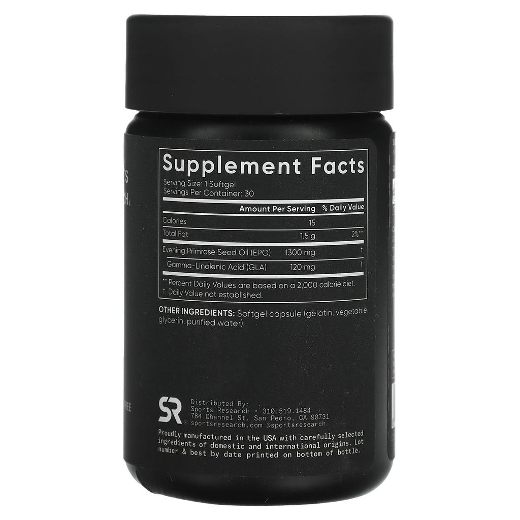 Sports Research Evening Primrose, 1,300 Mg, 30 Softgels